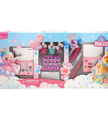 Colorbaby Kinder make-up set with four toy pretend makeup tools in vibrant colors, designed for children's imitative play.