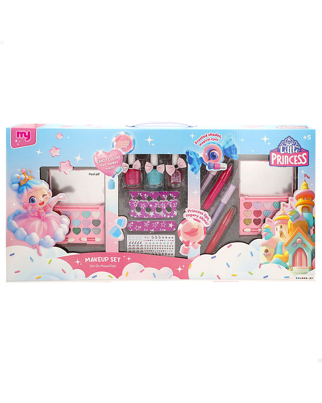 Colorbaby Kinder make-up set with four toy pretend makeup tools in vibrant colors, designed for children's imitative play.