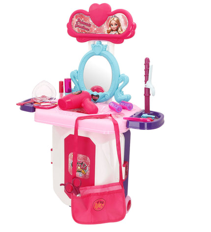 Colorbaby toy dressing table set with two colorful play tables, measuring 44x67x23 cm, designed for imaginative role-playing.