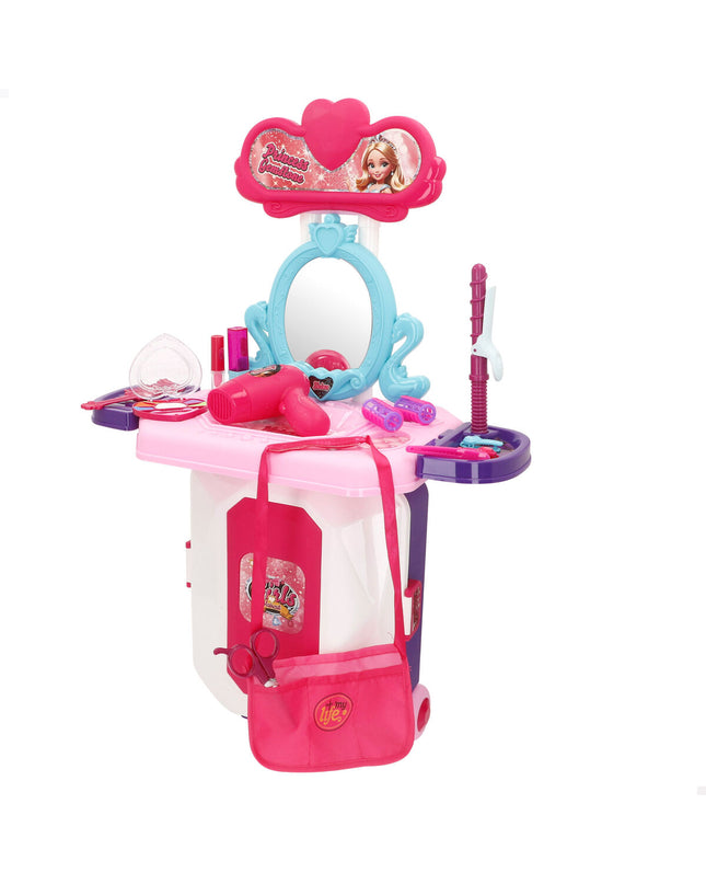 Colorbaby toy dressing table set with two colorful play tables, measuring 44x67x23 cm, designed for imaginative role-playing.