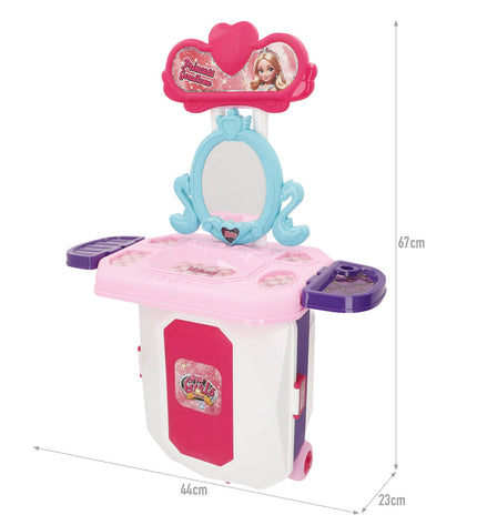 Colorbaby toy dressing table set with two pink and purple play vanity tables, perfect for imaginative pretend play.