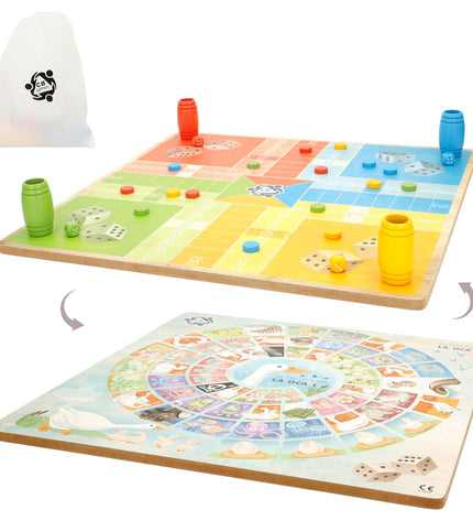 Colorbaby Parchis en Oca game board with 26 colorful pieces, 40x40 cm, for kids' board games and family fun.