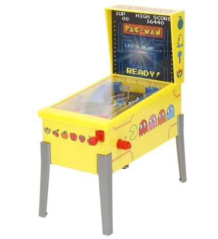 Set of four Pac-Man pinball toys featuring classic Pac-Man characters and vibrant colors, suitable for gaming and play.