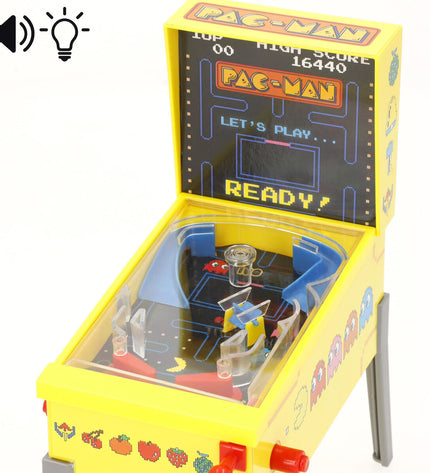 Set of four Pac-Man pinball toys featuring classic Pac-Man characters, suitable for game and toy enthusiasts.