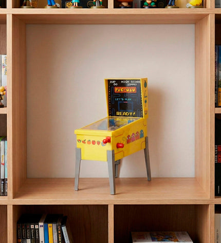Set of four Pac-Man pinball toys, colorful gaming accessories featuring classic Pac-Man characters on the game-themed design.