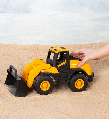 Colorbaby toy excavators, set of 8 small construction vehicles, colorful plastic play tools for kids' imaginative games.