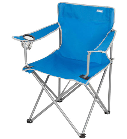Set of four blue Aktive foldable camping chairs, lightweight and portable for outdoor, camping, and hiking activities.