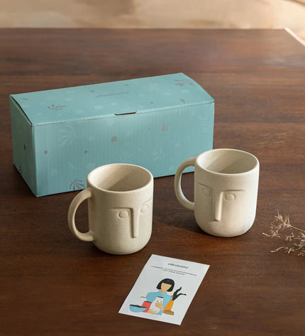 Moai Ceramic Coffee Mugs, Set of 2
