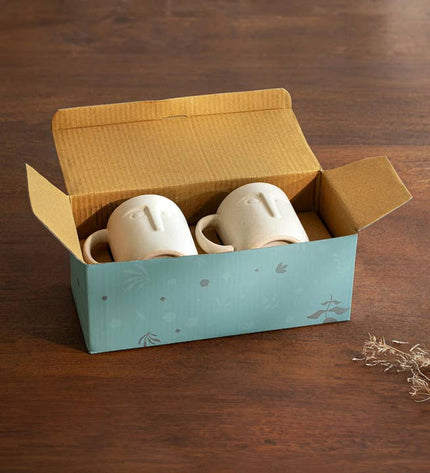 Moai Ceramic Coffee Mugs, Set of 2