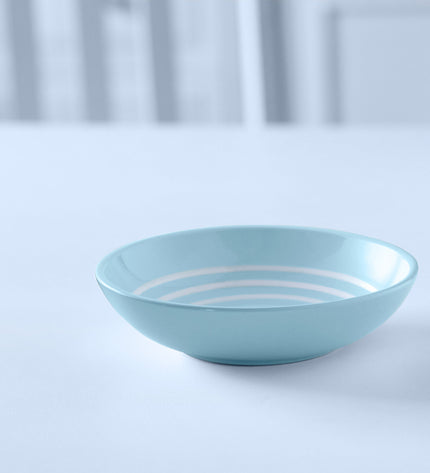 Handcrafted Durable Ceramic Cereal Bowl with Blue Stripes