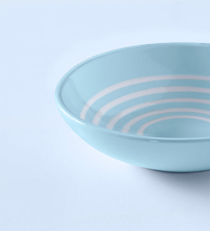 Handcrafted Durable Ceramic Cereal Bowl with Blue Stripes
