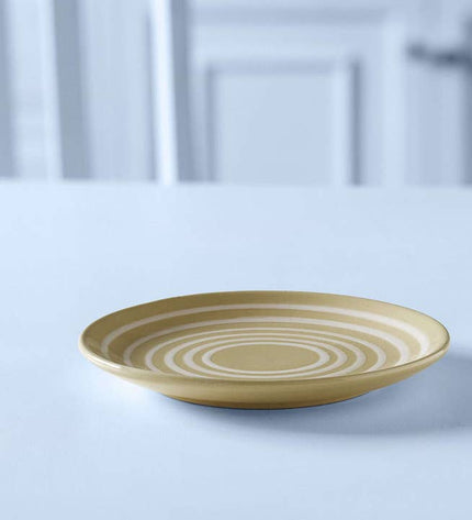 Ceramic Breakfast Plate with Lemon Stripes