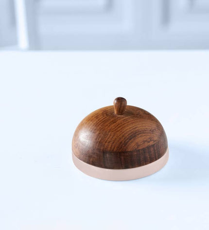 Blush Striped Ceramic Butter Dish with Mango Wood Lid