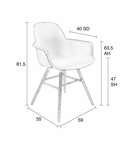 Stoel Albert Kuip armchair Zuiver - showroommodel - set van 2