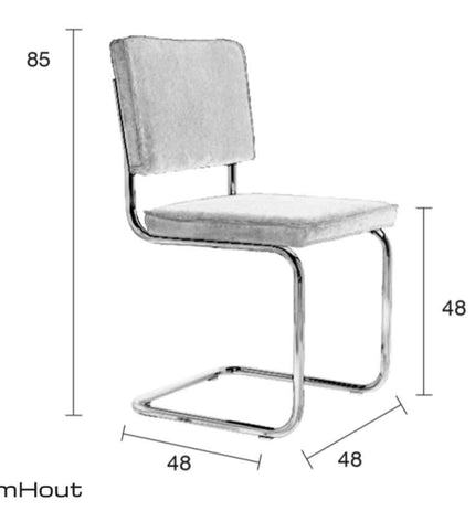 Stoel Zuiver Ridge Rib Chromed frame - per 2 stuks