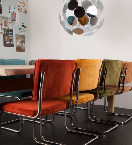 Stoel Zuiver Ridge Rib Chromed frame - per 2 stuks