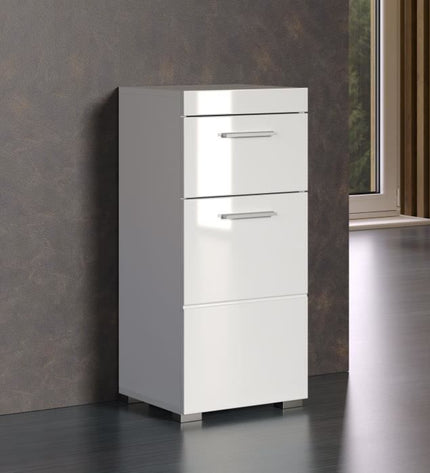 AMANDA bathroom cabinet - 1 door + 1 drawer - W37 x D31 x H79 cm - White - TRENDTEAM