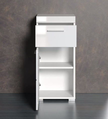 AMANDA bathroom cabinet - 1 door + 1 drawer - W37 x D31 x H79 cm - White - TRENDTEAM