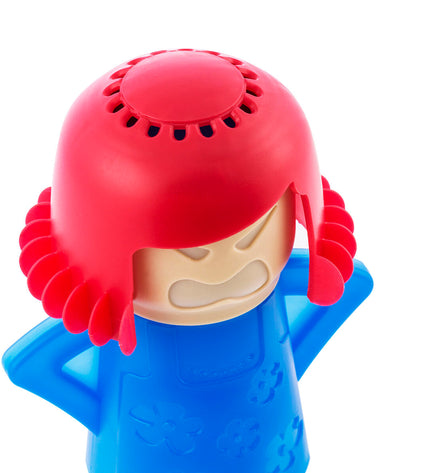 InnovaGoods Magnetronreiniger Fuming Mum cleaning spray bottle for microwave oven cleaning, with a white and blue design.