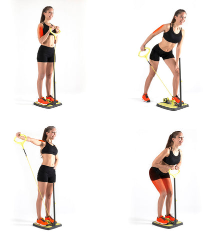 InnovaGoods fitness platform for glute and leg exercises with workout guide, used for outdoor and indoor body fitness routines.