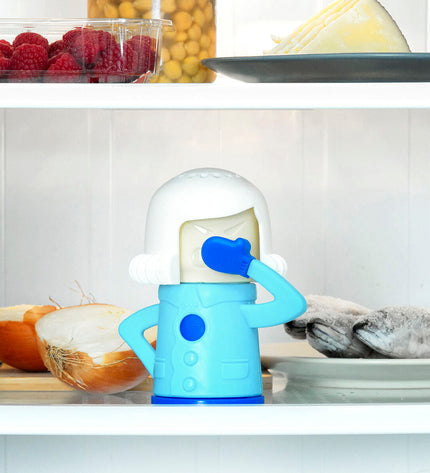 InnovaGoods Koelkastdeodorant Fummom hanging air freshener for fridge, white plastic with brand logo, designed to eliminate odors.