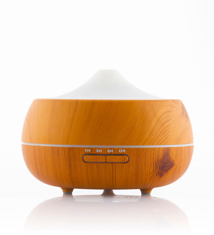 InnovaGoods Aromaverstuiver bevochtiger with wooden-effect finish and multicolor LED lights, portable humidifier for home and kitchen use.