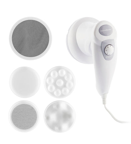 InnovaGoods 5-in-1 anti-cellulitis electric massager for health and personal care, showing multiple massage attachments.