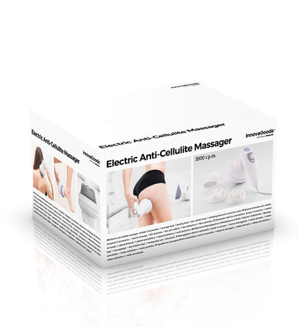 InnovaGoods 5-in-1 anti-cellulitis electric massager for health and personal care, shown with multiple attachments in a pack.