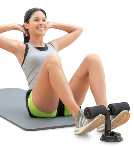 InnovaGoods CoreUp abdominal exercise grip with suction cup and exercise guide for fitness and outdoor workouts.