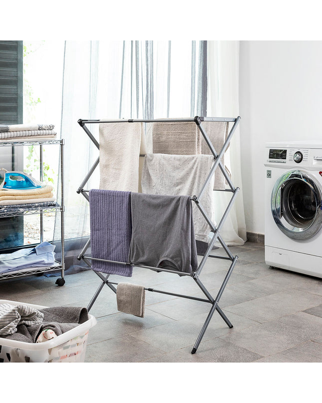 InnovaGoods Cloxy collapsible and extendable clothes dryer with three levels and 11 rods for home drying and organization.