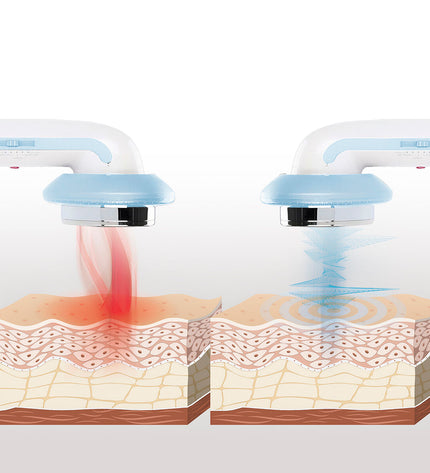 InnovaGoods CellyMax 3-in-1 ultrasound cavitation anti-cellulite stimulator with infrared and electrostimulation, shown with control panel.