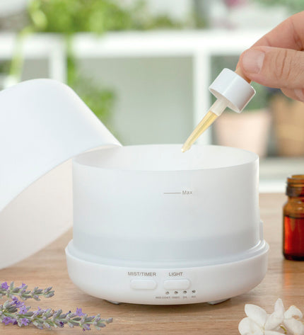 InnovaGoods Aromaverstuiver bevochtiger with multicolor LED lights, portable air conditioning device for home and kitchen use.