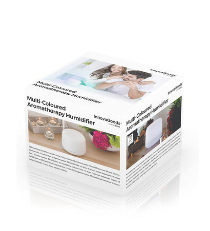 InnovaGoods Aromaverstuiver bevochtiger with colorful LED lights, a portable humidifier suitable for home and kitchen use.