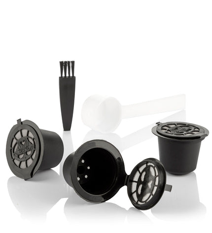 Set of 3 reusable coffee capsules by InnovaGoods for eco-friendly coffee brewing in the kitchen.