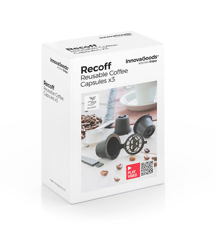 Set van 3 herbruikbare InnovaGoods koffiecapsules for coffee and tea, eco-friendly reusable capsules for coffee machines.
