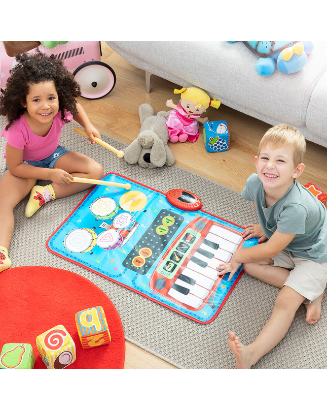 InnovaGoods 2-in-1 muziekmat for children featuring colorful buttons and musical instruments for interactive play and learning.