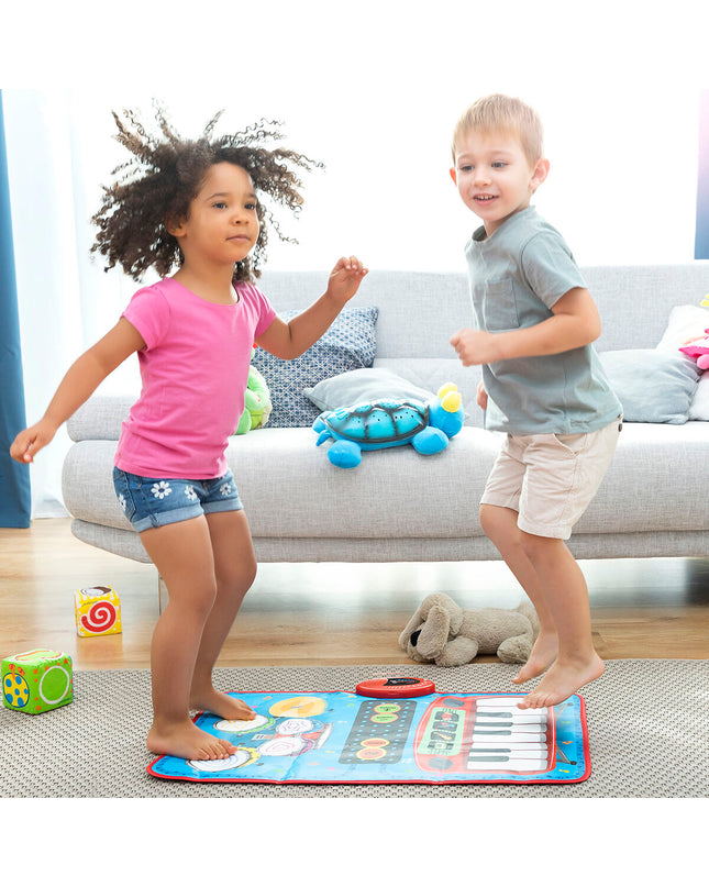 InnovaGoods 2-in-1 muziekmat for kids, colorful musical toy with buttons and keys for playing melodies and sounds.