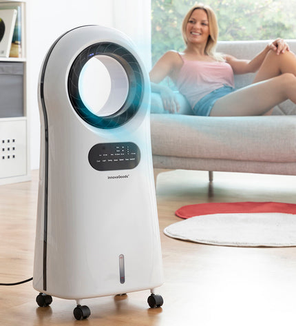 InnovaGoods bladloze airconditioner with LED display, compact portable evaporative cooler for home and cooking.