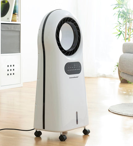 InnovaGoods bladloze, verdampende draagbare airconditioner with LED display for home cooling, compact and modern design.