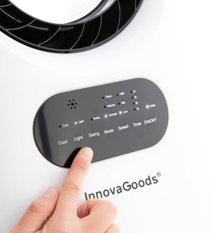 InnovaGoods bladloze, verdampende draagbare airconditioner with LED display, compact and modern for home and kitchen cooling.