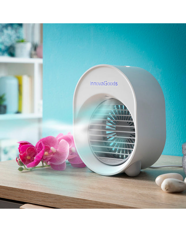Portable InnovaGoods Ultrasonic Air Humidifier with LED lights, compact device for home and kitchen air moisture control.