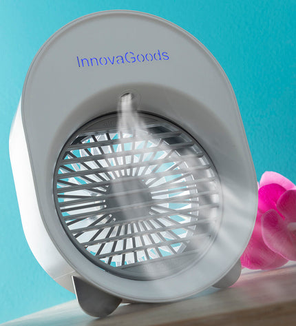 InnovaGoods Mini Ultrasone luchtbevochtiger met LED-verlichting, draagbare luchtbevochtiger voor huis en koken, compact en gebruiksvriendelijk.