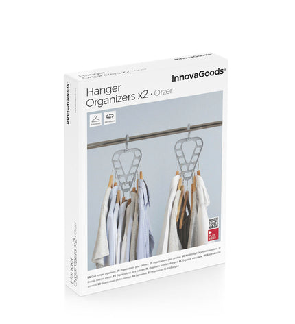 Two InnovaGoods organizer sets for hangers, designed for closet storage and home organization, with multiple compartments in each set.