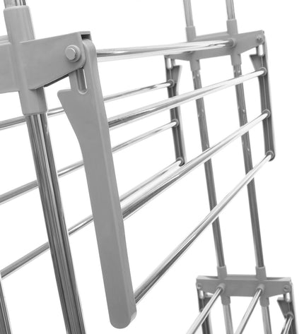 InnovaGoods foldable vertical clothes drying rack on wheels with 24 bars for home laundry and clothing organization.