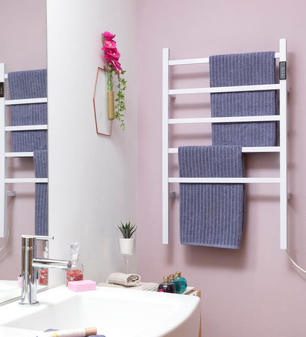 InnovaGoods electric wall or floor towel radiator in sleek black, designed for bathroom heating and drying towels.