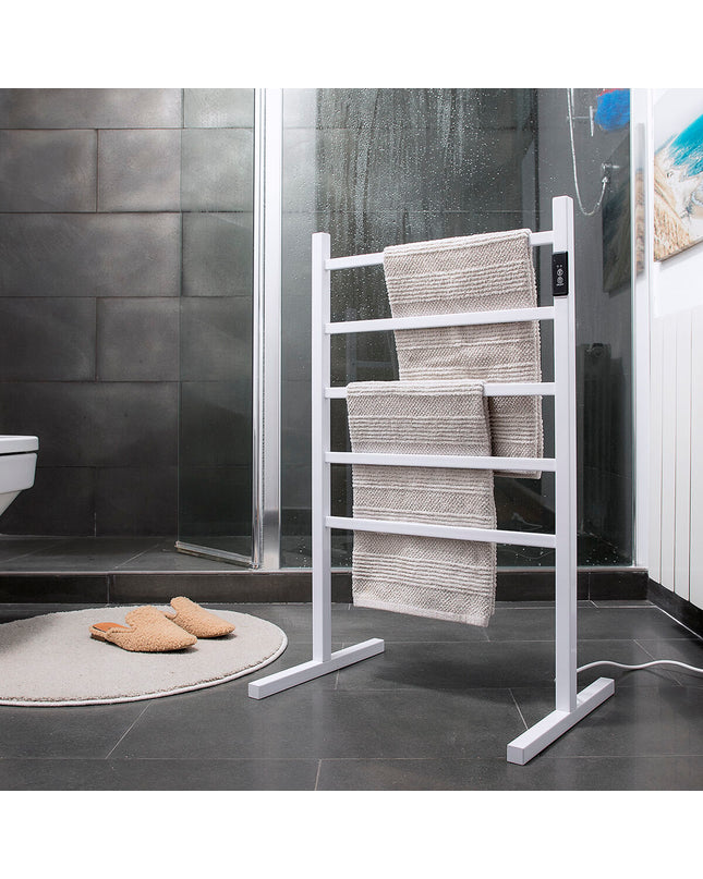 InnovaGoods electric wall or floor towel rail in modern design, suitable for bathroom heating and towel drying.