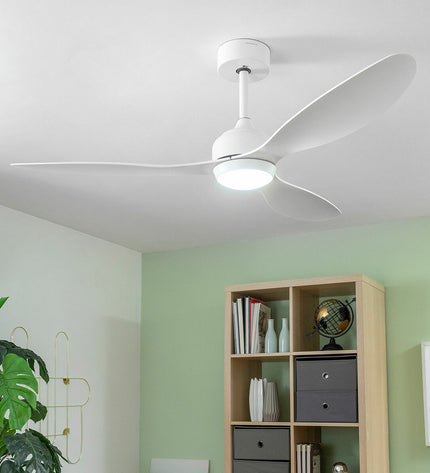 InnovaGoods Flaled ceiling fan with LED lighting, 3 ABS blades, white finish, 52-inch diameter, 36W for home and kitchen use.