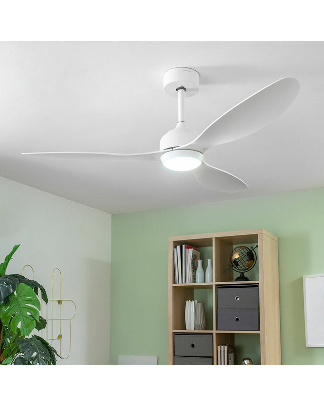 InnovaGoods Flaled ceiling fan with LED lighting, 3 ABS blades, white finish, 52-inch diameter, 36W for home and kitchen use.