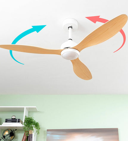 InnovaGoods plafondventilator with LED lighting and three ABS blades, 52-inch diameter, wood finish, 36W for home cooling and comfort.