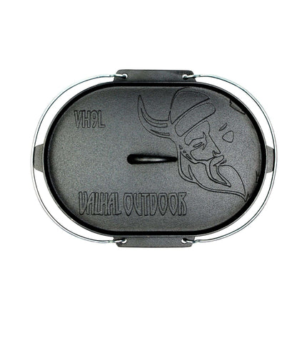 Dutch Oven Roasting Pan Cast Iron with Grill Lid Oval 9 Liters
